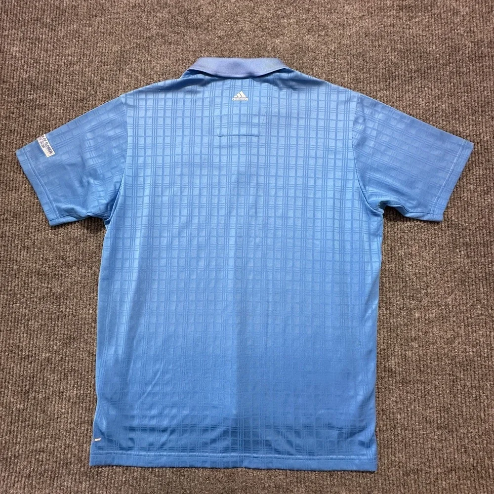 Adidas Climacool Dunes Classic Mens Golf Polo Shirt L Blue Plaid Short‎ Sleeve